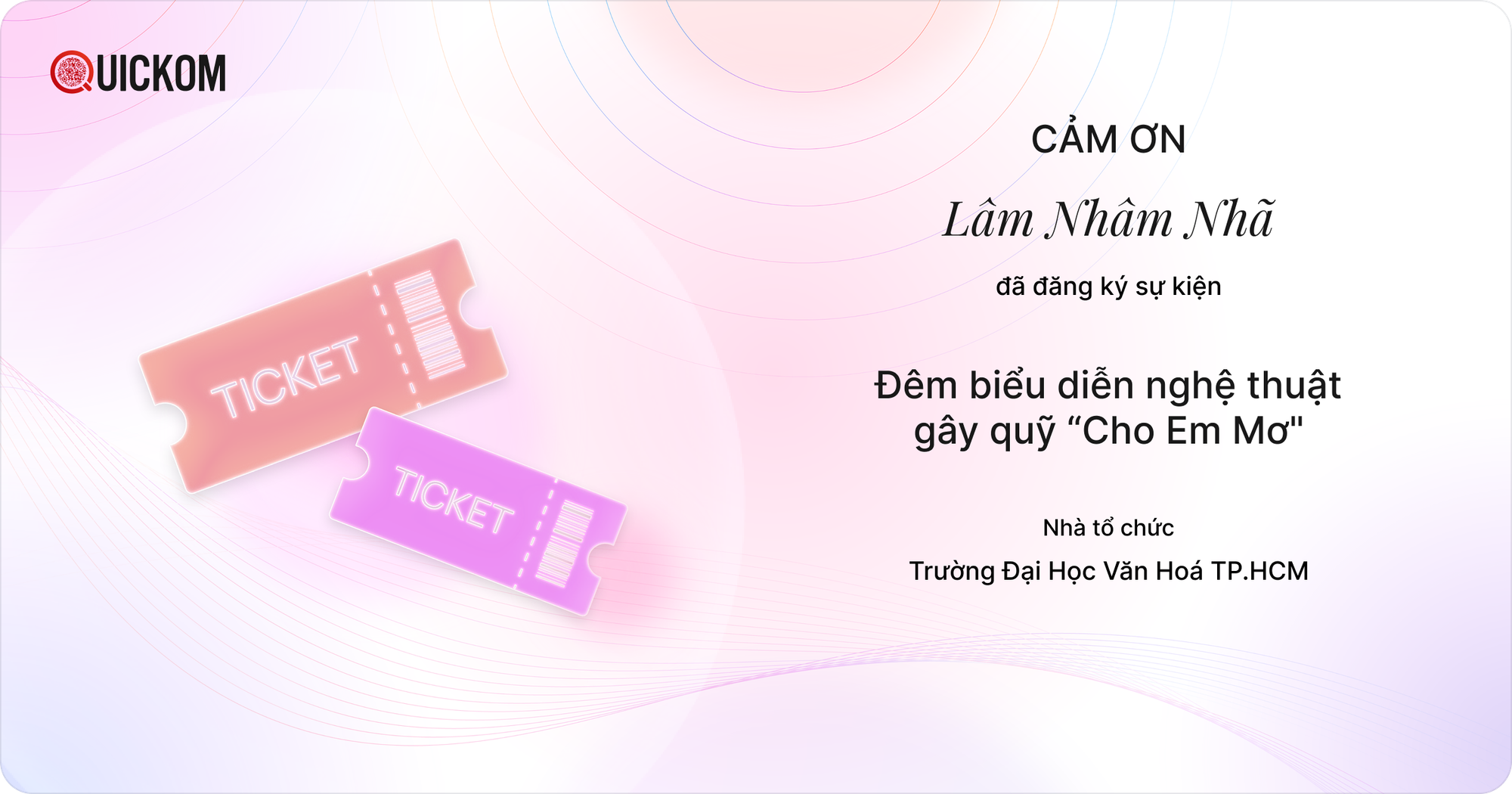 Thiệp cảm ơn sau khi đăng ký vé: Tính năng nhỏ, giá trị lớn cho trải nghiệm người tham dự